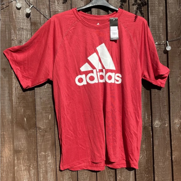 NEW! ADIDAS Climalite Size L Men’s Red Short Sleeve T-Shirt Activewear Sports - Picture 8 of 10